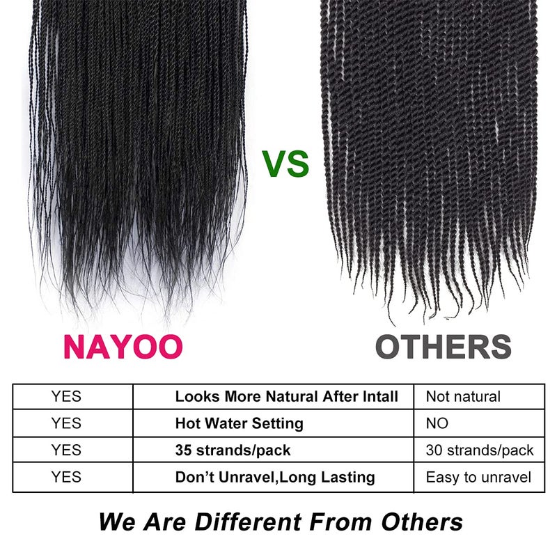 NAYOO Senegalese Twist Crochet Hair for black women 22 Inch 8 Packs Crochet Braids hair 34~35 Stands/Pack small Crochet Hair Hot Water Setting(22 Inch, 1B) - Image 3